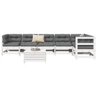 Sofasæt til haven 7 dele massivt fyrretræ hvid