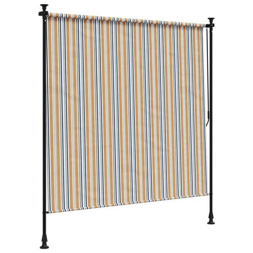 Udendørs rullegardin 200x270 cm stof og stål gul og hvid