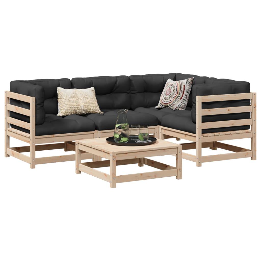 Sofasæt til haven 5 dele massivt fyrretræ