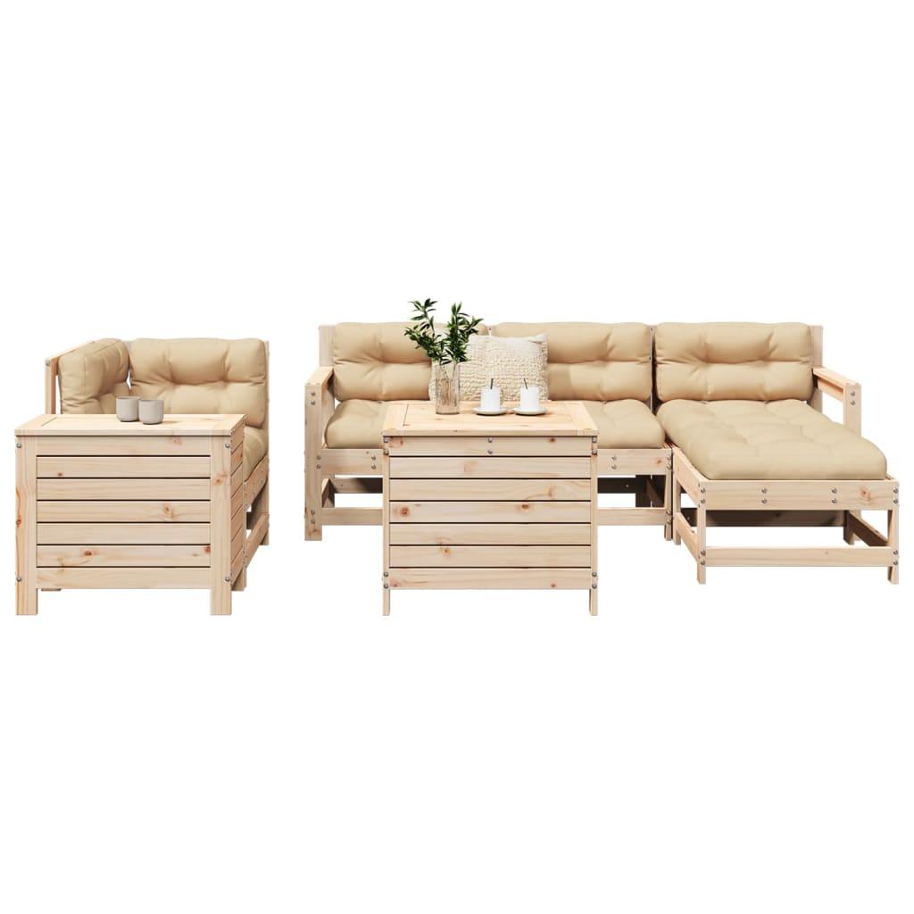 Sofasæt til haven 7 dele massivt fyrretræ