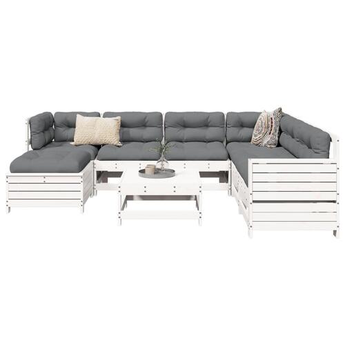 Sofasæt til haven 8 dele massivt fyrretræ hvid