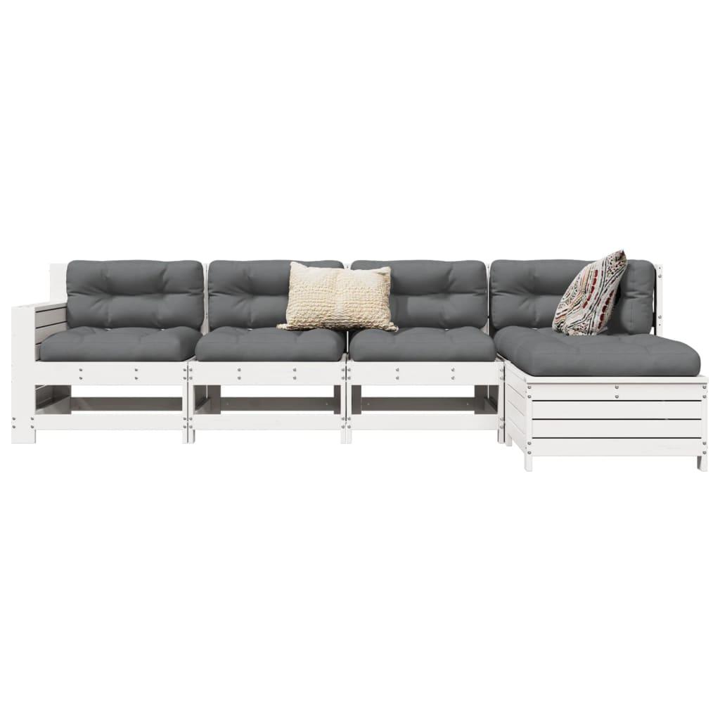 Sofasæt til haven 5 dele massivt fyrretræ hvid