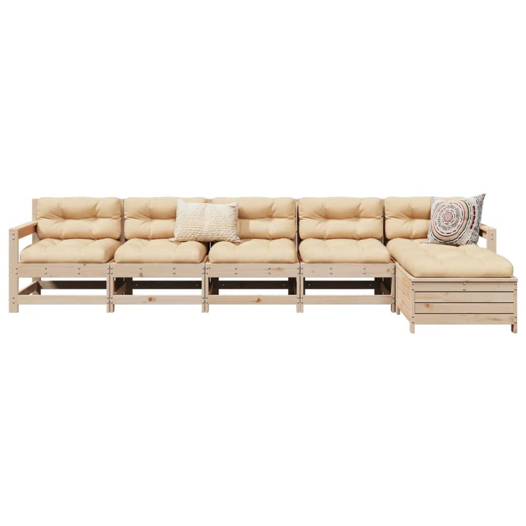 Sofasæt til haven 6 dele massivt fyrretræ