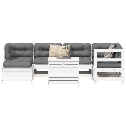 Sofasæt til haven 7 dele massivt fyrretræ hvid