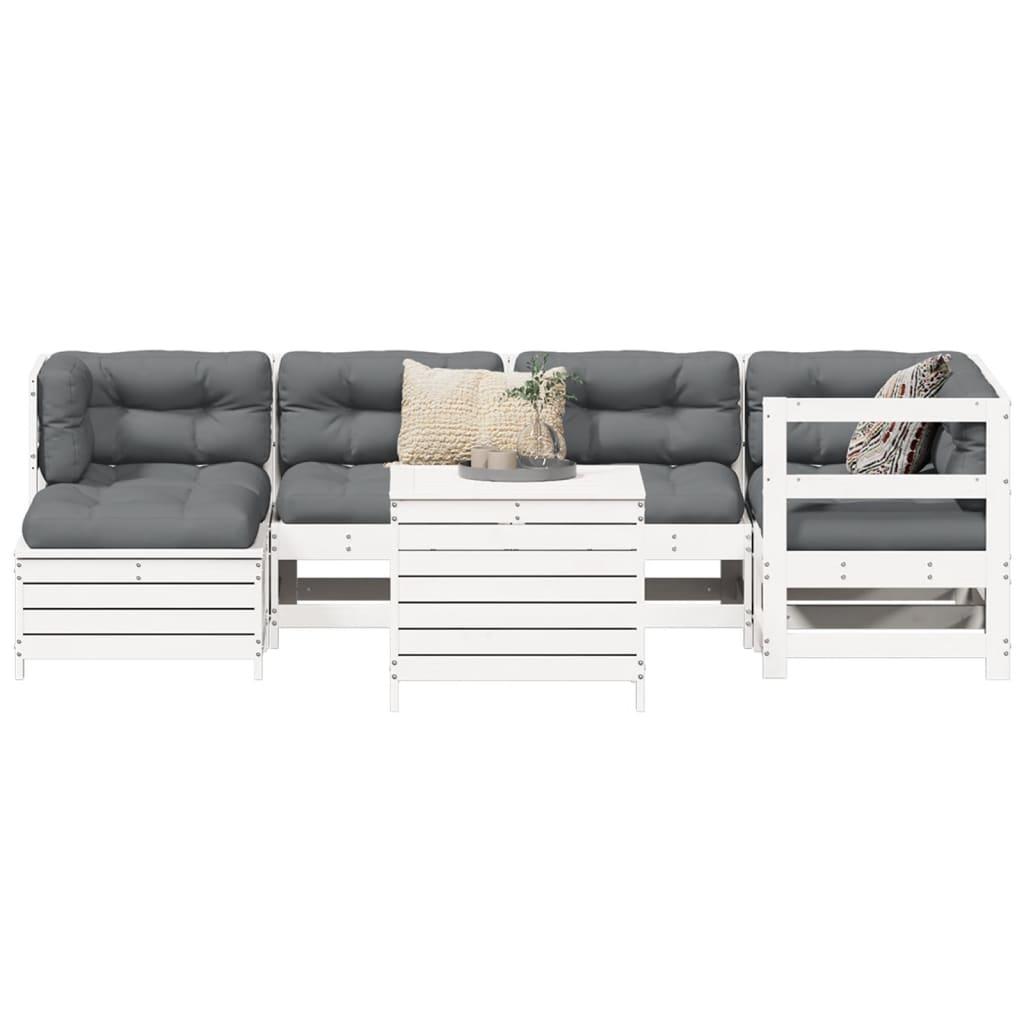 Sofasæt til haven 7 dele massivt fyrretræ hvid