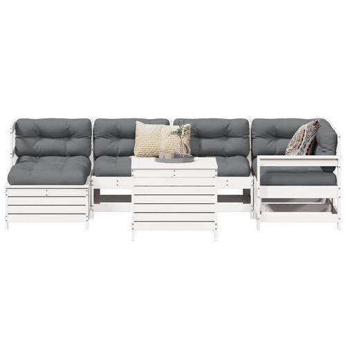 Sofasæt til haven 7 dele massivt fyrretræ hvid
