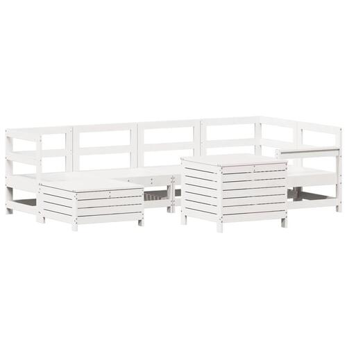 Sofasæt til haven 7 dele massivt fyrretræ hvid