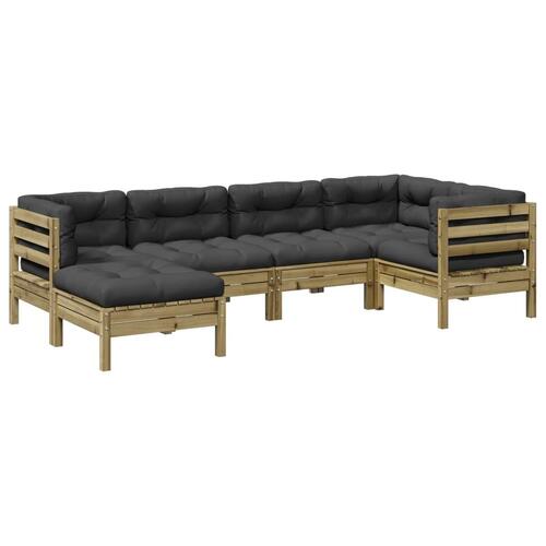 Sofasæt til haven 6 dele med hynder imprægneret fyrretræ