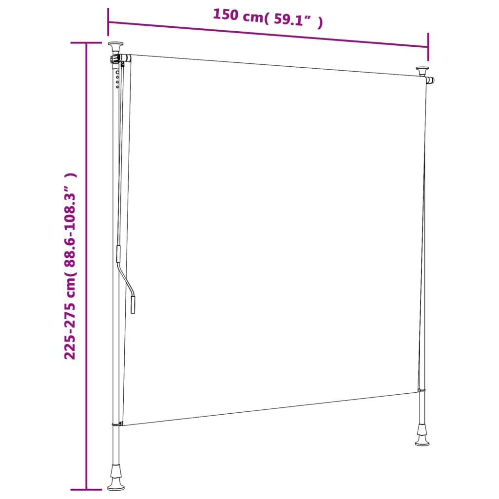 Udendørs rullegardin 150x270 cm stof og stål blå og hvid