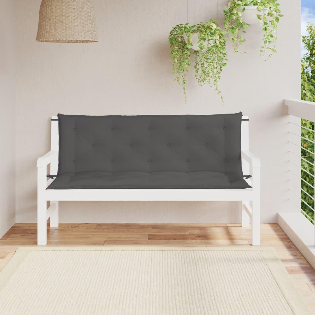 Hynder til havebænk 2 stk. 150x50x7 cm oxfordstof antracitgrå