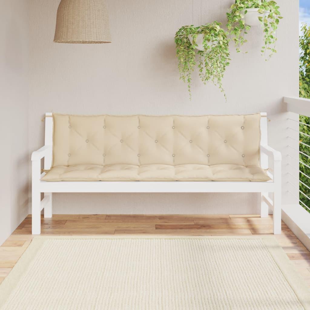 Hynder til havebænk 2 stk. 180x50x7 cm oxfordstof beige
