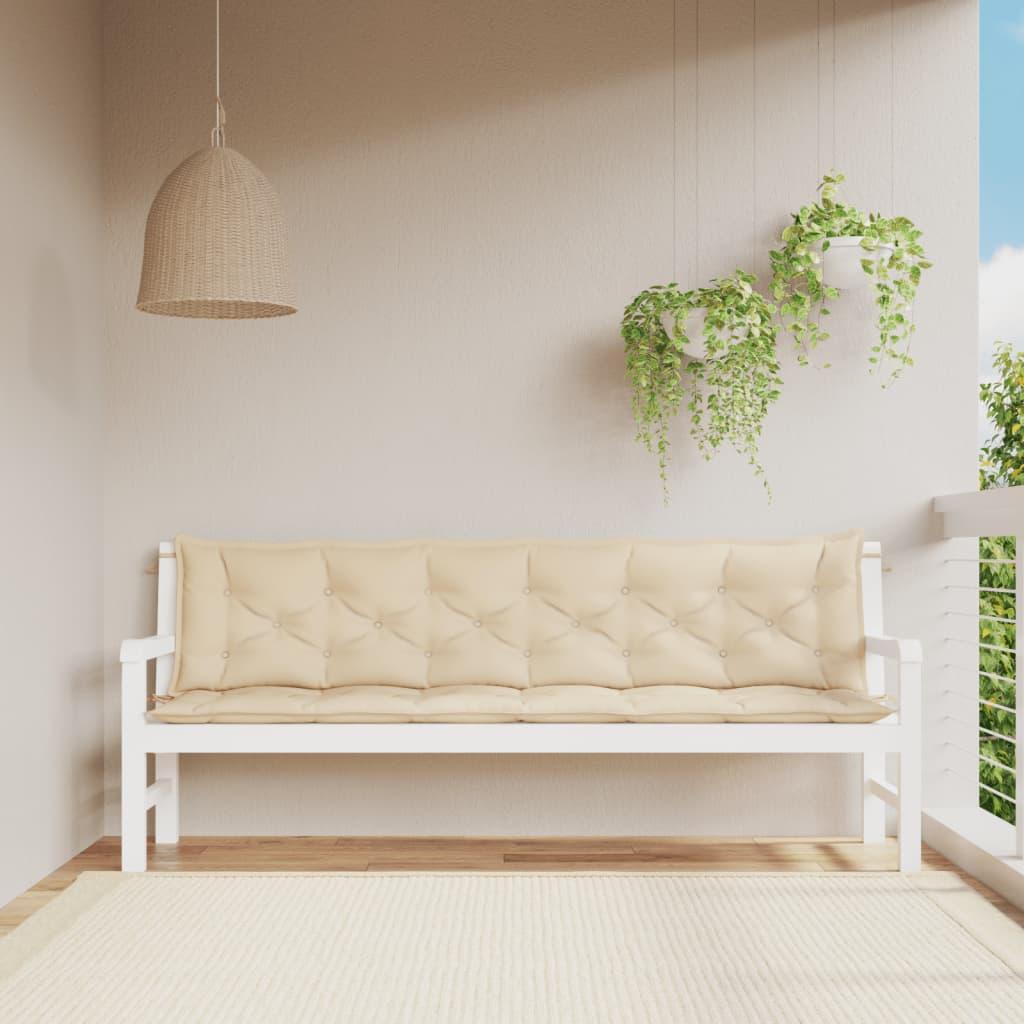 Hynder til havebænk 2 stk. 200x50x7 cm oxfordstof beige
