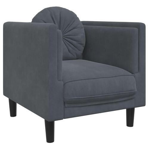 3 personers sofa med puder velour mørkegrå