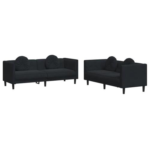 2 personers sofa med puder velour sort