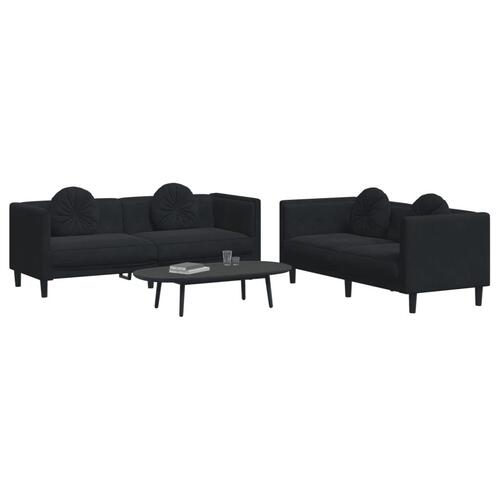 2 personers sofa med puder velour sort
