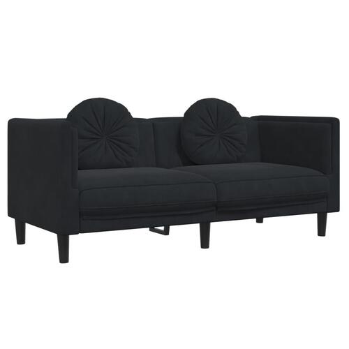 2 personers sofa med puder velour sort