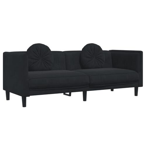 2 personers sofa med puder velour sort