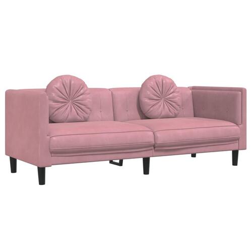 2 personers sofa med puder velour lyserød