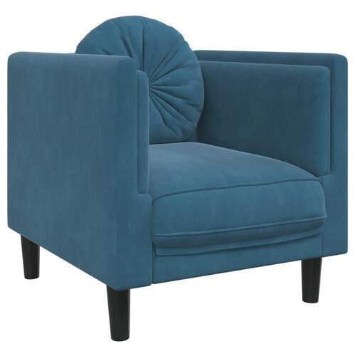3 personers sofa med puder velour blå