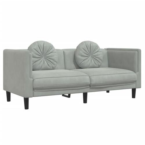 2 personers sofa med puder velour lysegrå