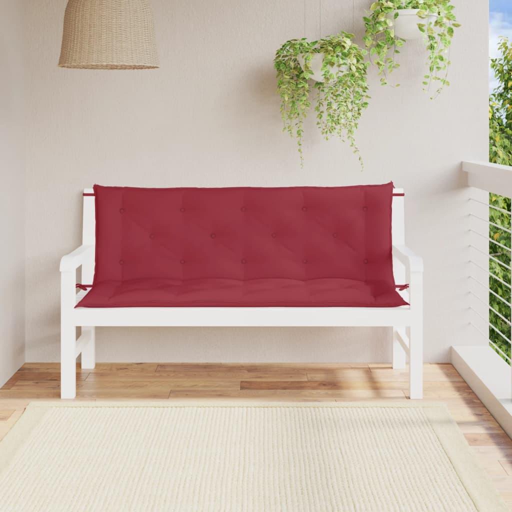 Hynder til havebænk 2 stk. 150x50x7 cm oxfordstof vinrød