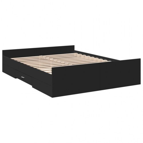 Sengeramme med skuffe 150 x 200 cm - sort