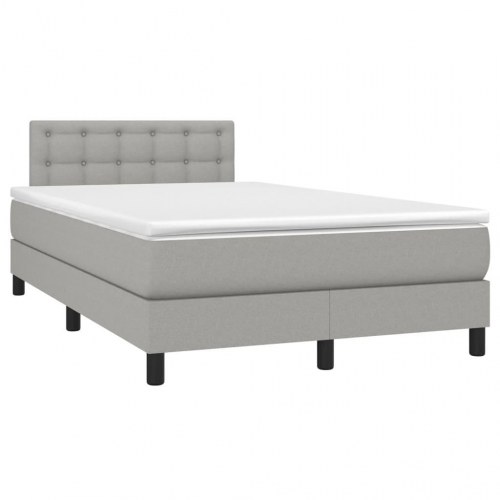 Kontinentalseng med madras 120x190 cm - stof, lysegrå