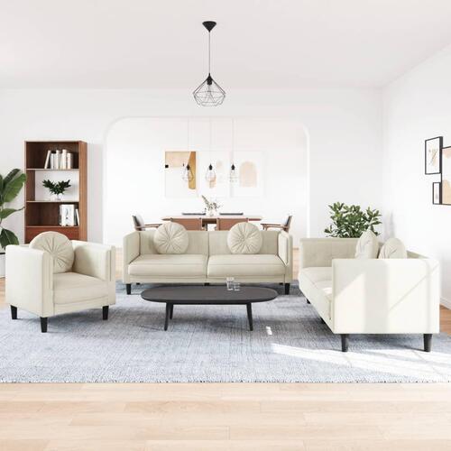 3 personers sofa med puder velour cremefarvet