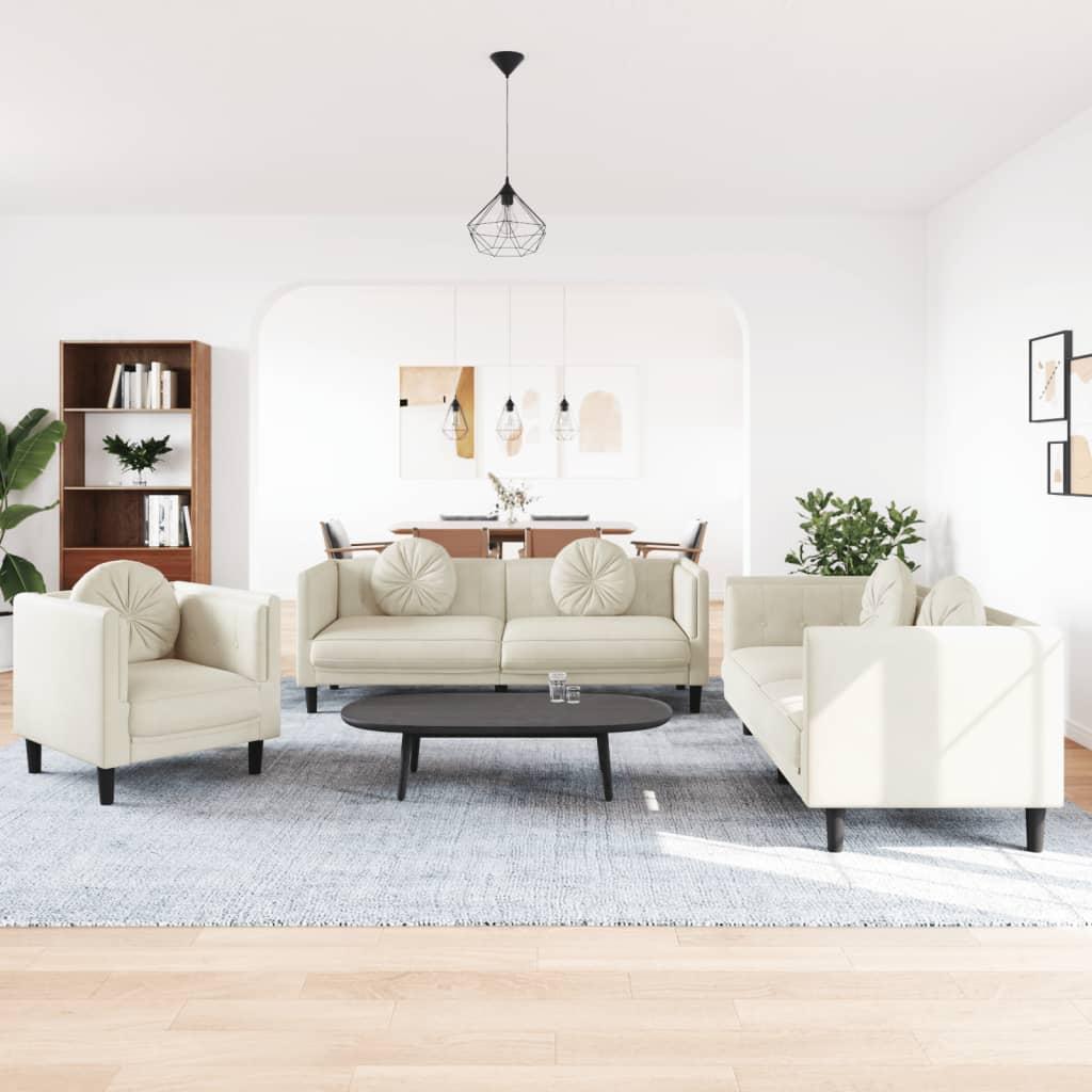 3 personers sofa med puder velour cremefarvet