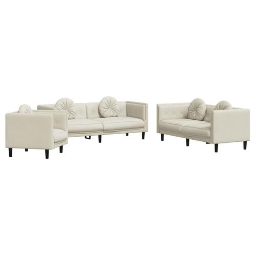 3 personers sofa med puder velour cremefarvet