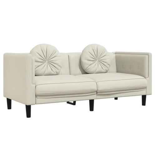 3 personers sofa med puder velour cremefarvet
