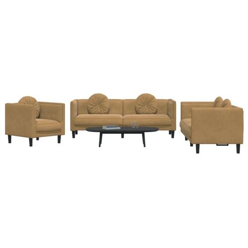 3 personers sofa med puder velour brun