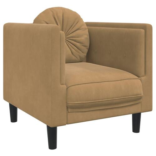 3 personers sofa med puder velour brun