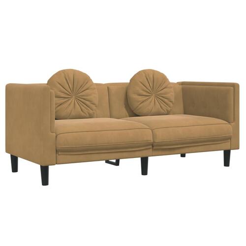 3 personers sofa med puder velour brun
