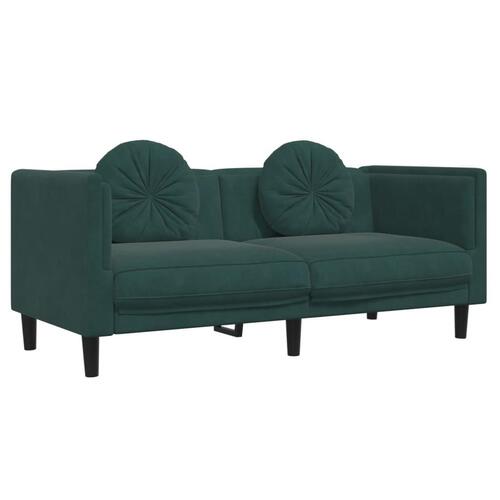 3 personers sofa med puder velour mørkegrøn