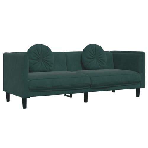 3 personers sofa med puder velour mørkegrøn