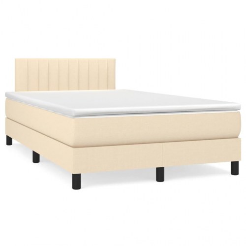 Kontinentalseng med madras 120x190 cm - stof, cremefarvet