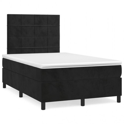 Kontinentalseng med madras 120x190 cm - velour, sort