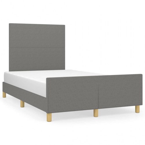 Sengeramme med justerbar sengegavl 120x190 cm - stof, mørkegrå