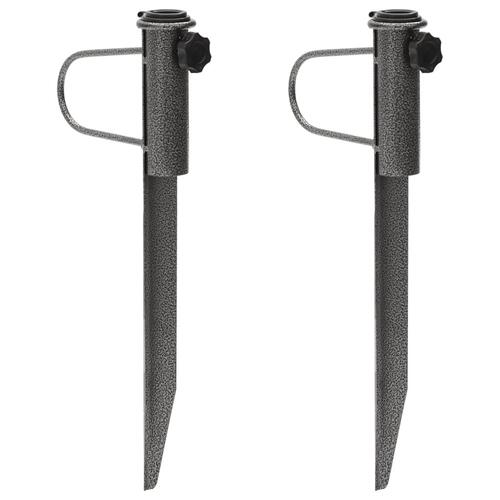 Parasolholdere 2 stk. med jordspyd 19x42 cm galvaniseret stål