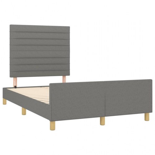 Sengeramme med sengegavl 120x190 cm - stof, mørkegrå
