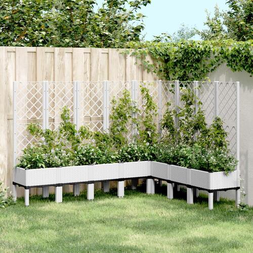 Plantekasse med espalier 200x160x142 cm PP hvid
