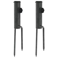 Parasolholdere 2 stk. med jordspyd 9x35 cm galvaniseret stål