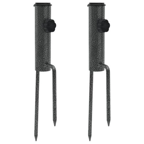 Parasolholdere 2 stk. med jordspyd 9x35 cm galvaniseret stål