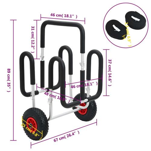 SUP Trolley til 2 surfbrætter 90 kg aluminium