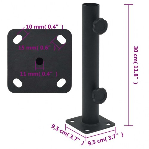 Parasolholder til Ø32/34/38 mm stang stål matsort