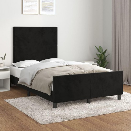 Sengeramme i fløjl 120x190 cm - enkeltseng, sort (uden madras)