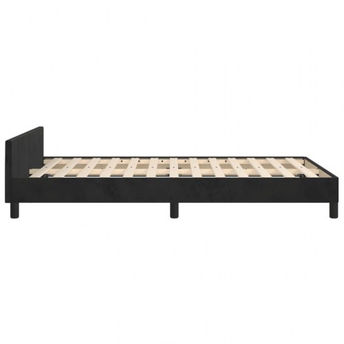 Sengeramme i fløjl 120x190 cm - enkeltseng, sort (uden madras)