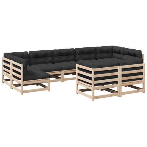 Sofasæt til haven 9 dele med hynder massivt fyrretræ