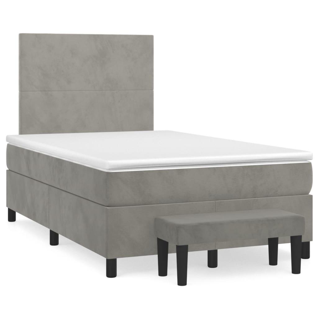 Kontinentalseng med madras 120x190 cm velour lysegrå billede
